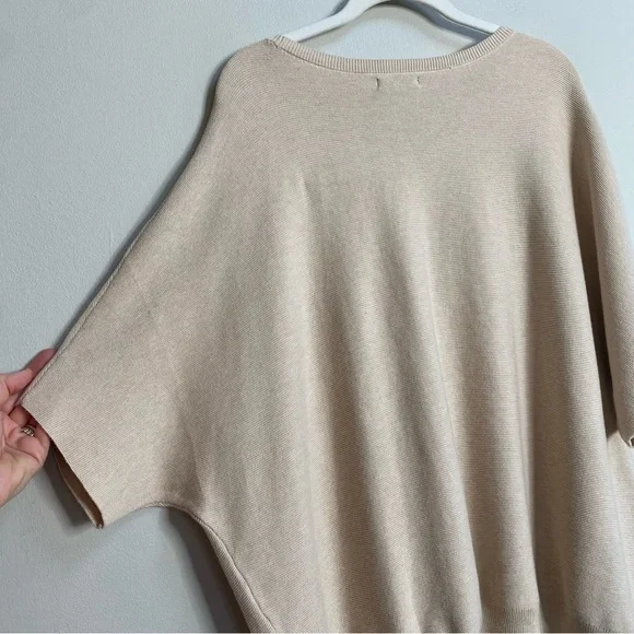 Quince Heather Oatmeal Lightweight Cotton Cashmere Link-Stitch Dolman Sweater XL - Picture 11 of 16